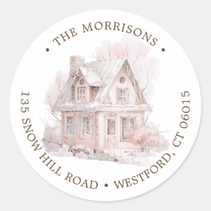 We've Moved Winter House New Address Classic Round Sticker