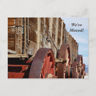 We've Moved, Wooden Wagon New Address Announcement Postcard