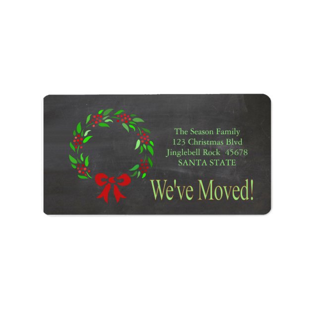 We've Moved X-mas Wreath Holiday Label