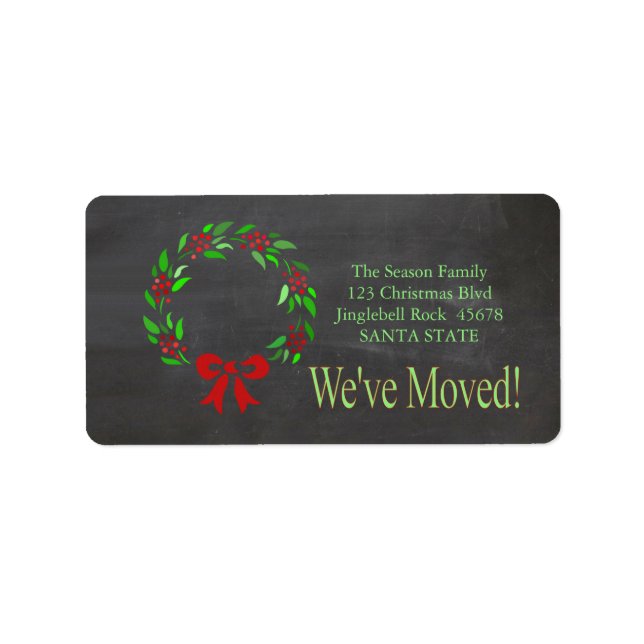 We've Moved x-mas wreath Holiday Label (Front)