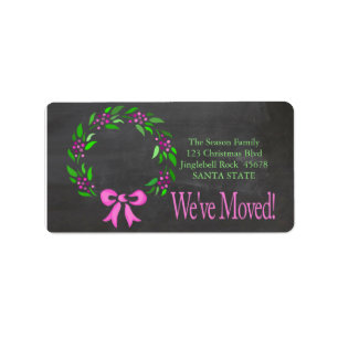 We've Moved x-mas wreath Holiday Label