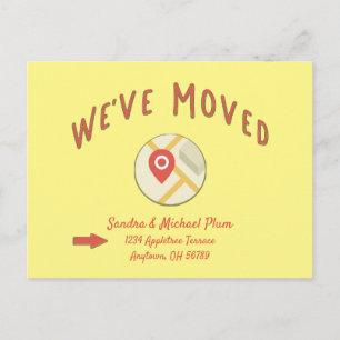 We've Moved Yellow Change Address Notice Postcard