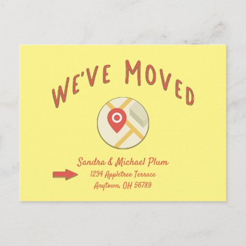 Weve Moved Yellow Change Address Notice Postcard