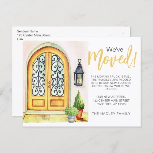 Weve Moved Yellow Door Announcement Postcard