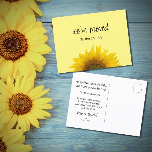Weve Moved Yellow Sunflower Country Moving  Announcement Postcard