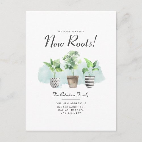 Weve Planted New Roots New Address Moving  Announcement Postcard