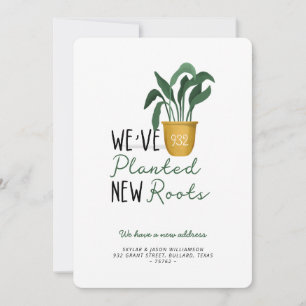 We've Planted New Roots Watercolor Potted Plant Announcement