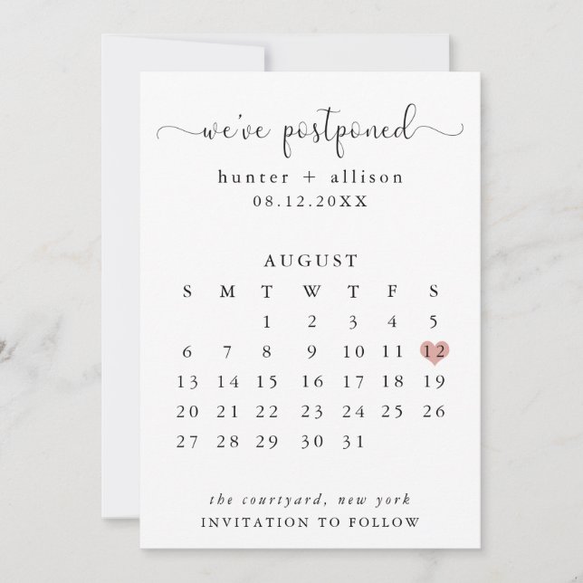 We've Postponed | Calendar Save The Date (Front)