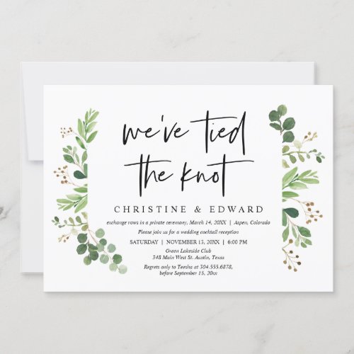 Weve tied the knot Wedding Elopement celebration Invitation