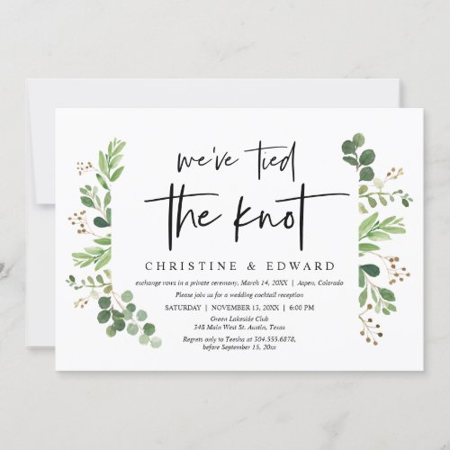 Weve tied the knot Wedding Elopement celebration Invitation