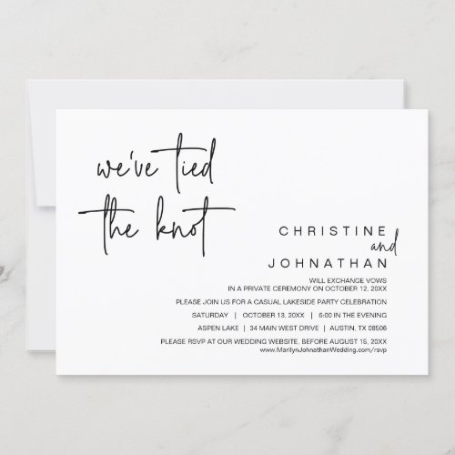 Weve Tied The Knot Wedding Elopement Party Invit Invitation