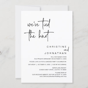 We've Tied The Knot, Wedding Elopement Party Invit Invitation