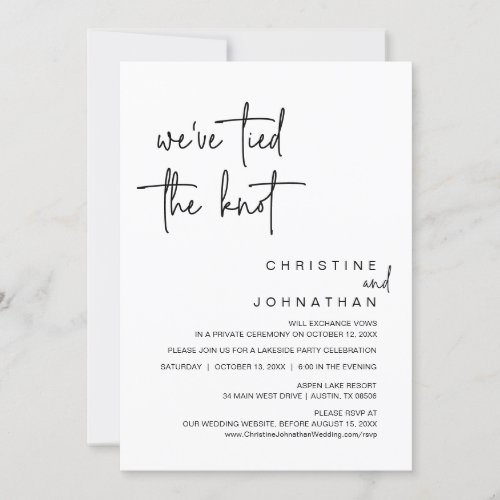 Weve Tied The Knot Wedding Elopement Party Invit Invitation