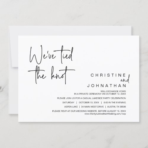 Weve Tied The Knot Wedding Elopement Party Invitation