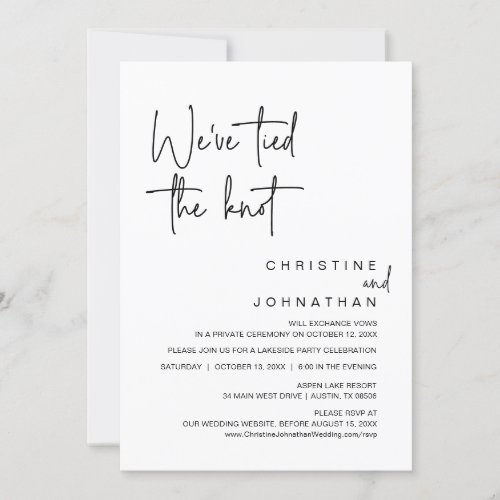 Weve Tied The Knot Wedding Elopement Party Invitation