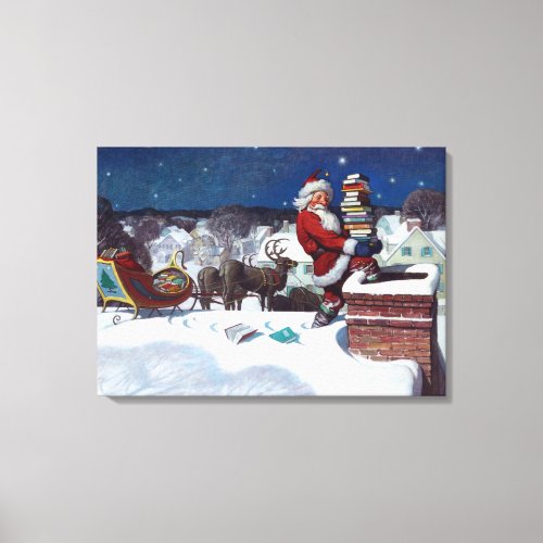 Weyeth _ Santa Delivering Books for Christmas Canvas Print