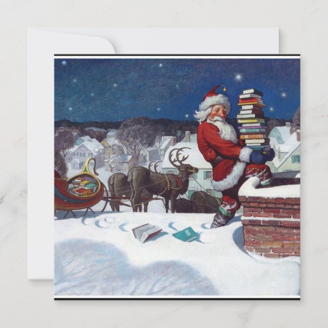 Weyeth - Santa Delivering Books for Christmas Holiday Card (Front)