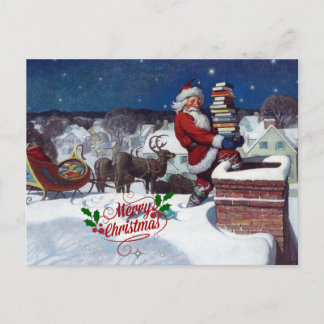 Weyeth - Santa Delivering Books for Christmas Postcard