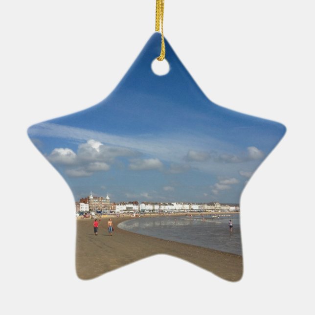 Weymouth Beach Ceramic Ornament (Back)