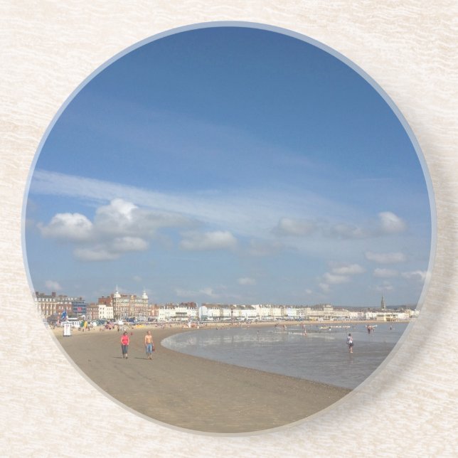 Weymouth Beach Sandstone Coaster (Front)