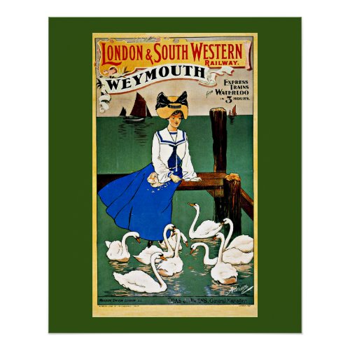 Weymouth Train Travel vintage Poster