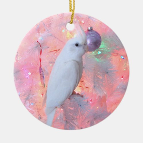 WF Lutino Cockatiel in the Christmas Tree Ornament