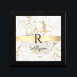 Wh & Gold Marble Gold Bar, DIY Black Name Monogram Gift Box<br><div class="desc">Personalize your name in black script and black monogram on trendy Gold Bar on White and Gold Marble. Click “Customize” to change colors and type styles</div>