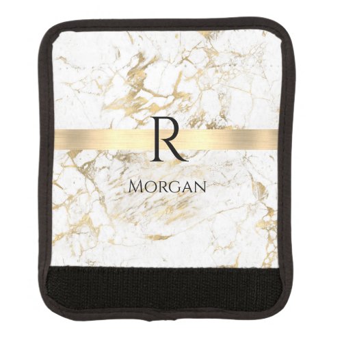 Wh  Gold Marble Gold Bar DIY Black Name Monogram Luggage Handle Wrap