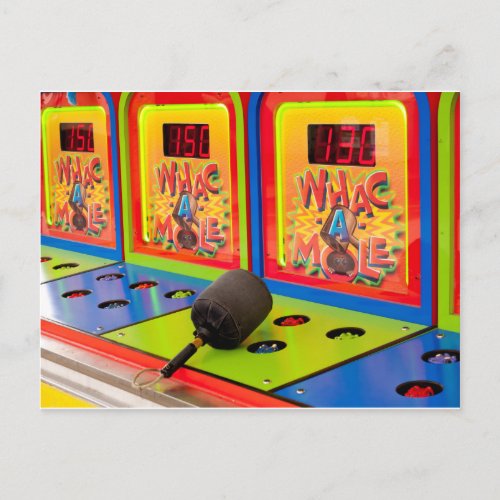 Whac A Mole Arcade Game Postcard