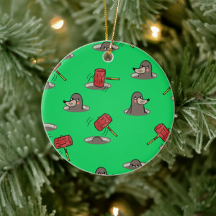 Whack-A-Mole Pattern Ceramic Ornament