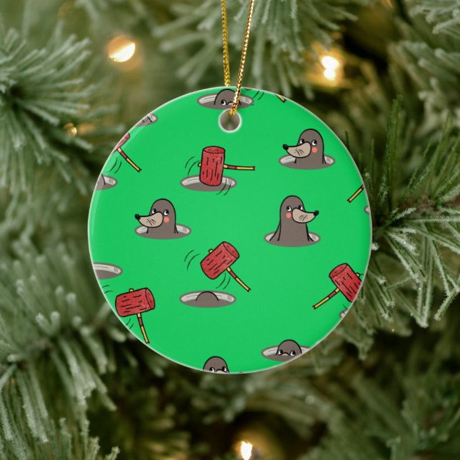 Whack-A-Mole Pattern Ceramic Ornament (Tree)