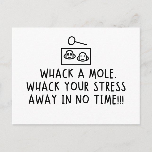 Whack a mole. Whack your stress away in no time! Holiday Postcard (Front)