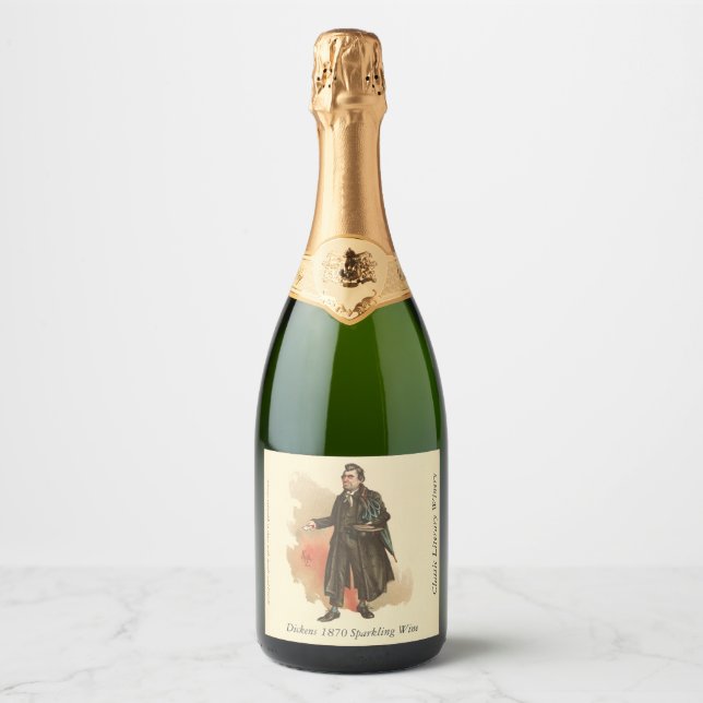 Whackford Squeers,  Kyd, Dickens Nicholas Nickleby Sparkling Wine Label (Front)