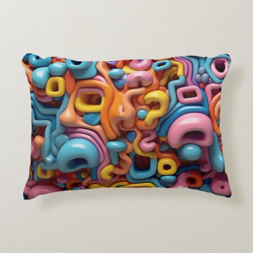 Whacky 3D Design Pattern Digital Art Gift Pillow