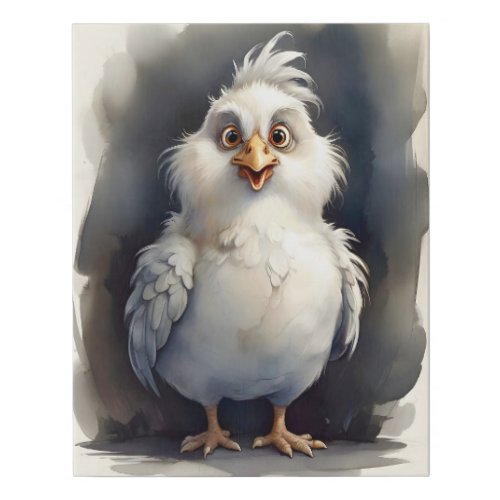Whacky Fluffy White Chicken Perplexed Faux Canvas Print