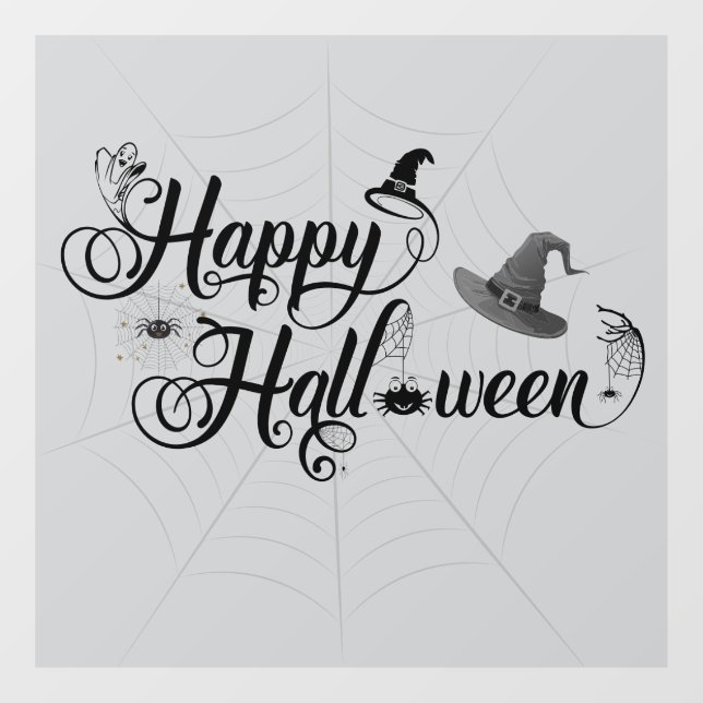 Whacky Happy Halloween With Webs Window Cling (Sheet)