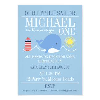 Whale First Birthday Invitations 10
