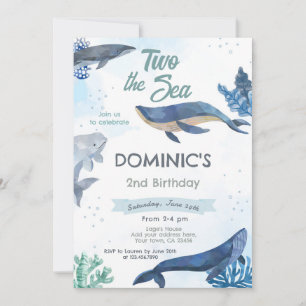 Whale 2nd Birthday Invitation