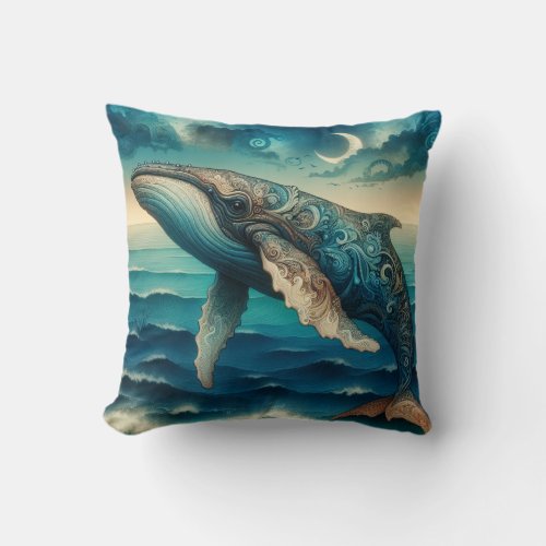 Whale  3 throw pillow