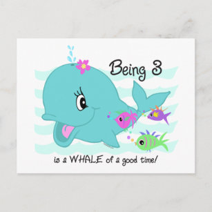 Whale 3rd Birthday Postcard