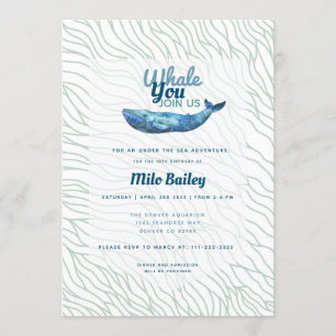 Whale Adventure   Ocean  Under the Sea Birthday   Invitation