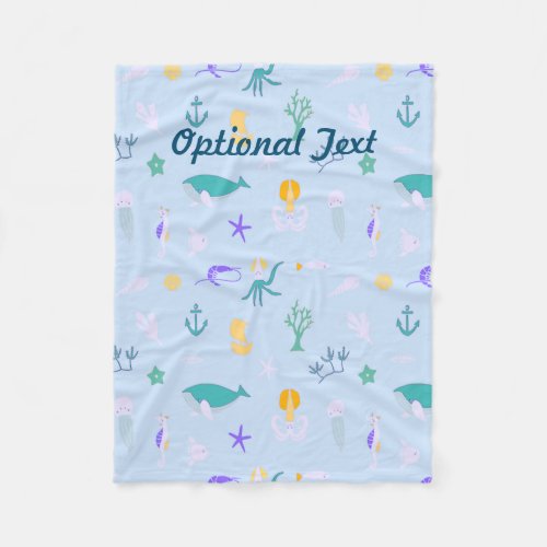 Whale Anchors Corals and Seaweed Pattern Fleece Blanket