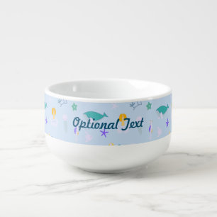 Whale, Anchors, Corals and Seaweed Pattern Soup Mug