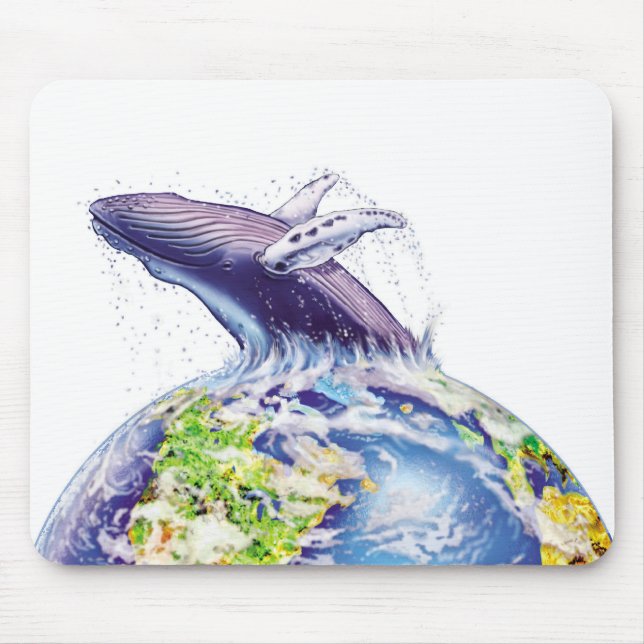whale and earth design mouse pad (Front)