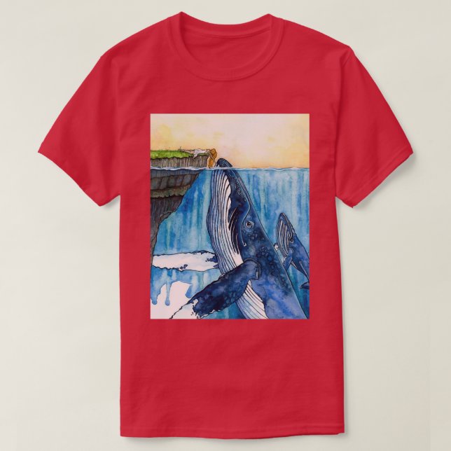Whale and Girl Romances Exhibition T-Shirt (Design Front)