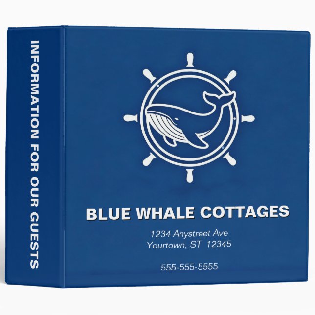 Whale and Helm Vacation Rental Information 3 Ring Binder (Front/Spine)