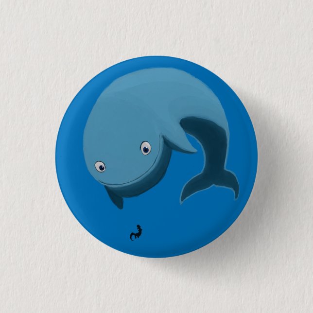Whale and Otter Pinback Button (Front)