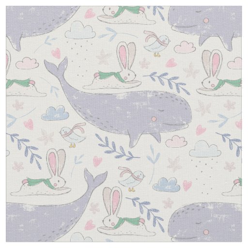 Whale and Rabbit Winter Wonderland Fabric
