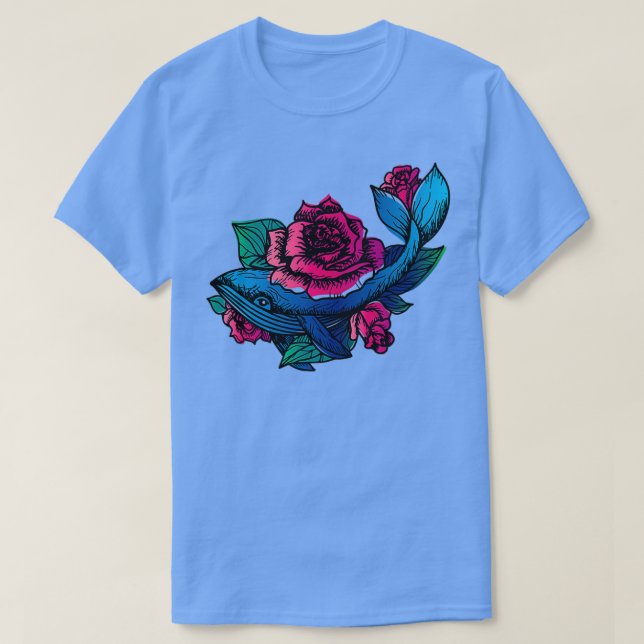 Whale and Roses T-Shirt (Design Front)