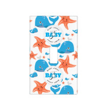 Whale and Starfish Baby Monogram Pattern Light Switch Cover